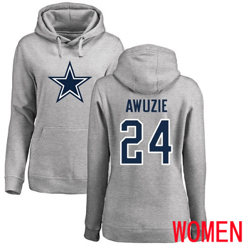Women Dallas Cowboys Ash Chidobe Awuzie Name and Number Logo #24 Pullover NFL Hoodie Sweatshirts